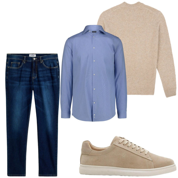 Outfit uomo - Total look #2372830. Stile Urban per Tutti i giorni. Abbinamento con jeans, sneakers, maglieria, camicie.