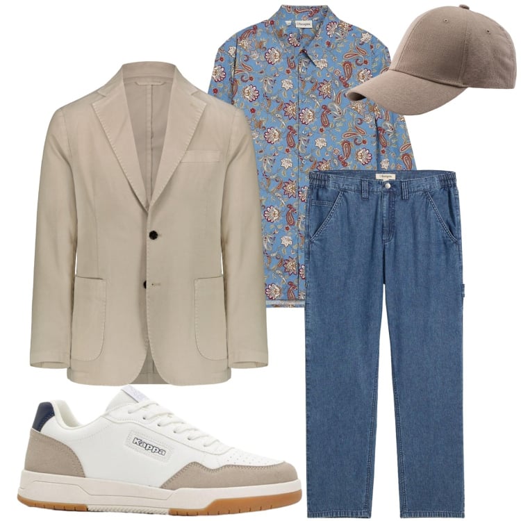 Outfit uomo - Total look #2372850. Stile Trendy per Tutti i giorni. Abbinamento con camicie, sneakers, jeans dritti, giacche, cappelli con visiera.