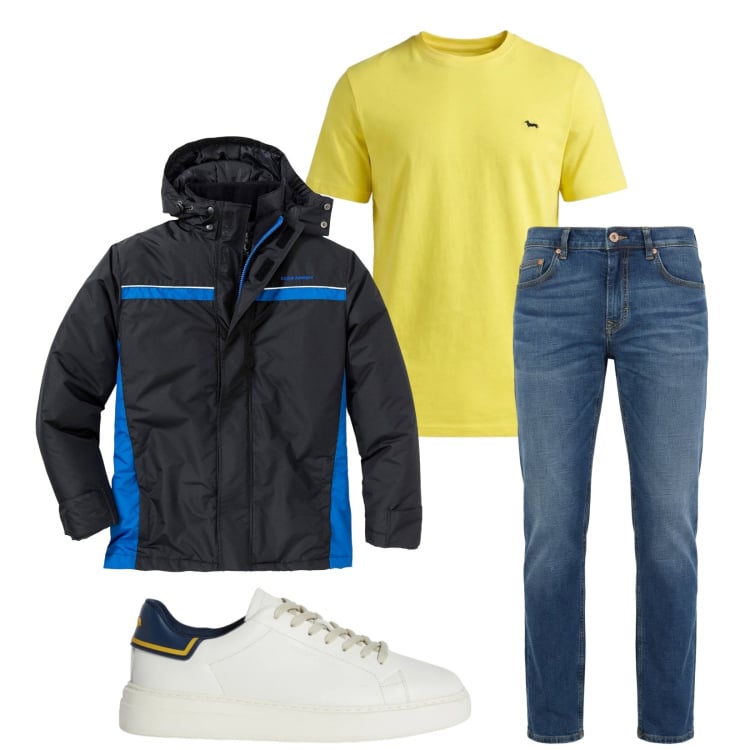 Outfit uomo - Total look #2372853. Stile Urban per Tutti i giorni. Abbinamento con giacche, t-shirt, sneakers, jeans.