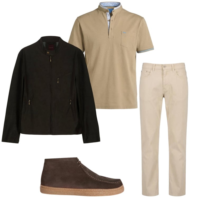 Outfit uomo - Total look #2372859. Stile Urban per Tutti i giorni. Abbinamento con pantaloni, polo, stivali e stivaletti, giacche.