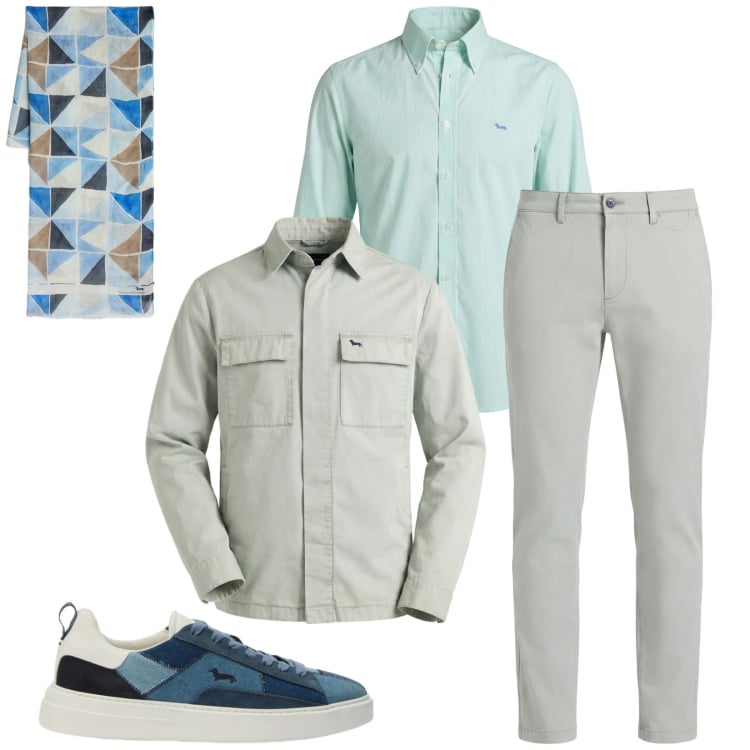 Outfit uomo - Total look #2372860. Stile Business/Elegante per Serata speciale. Abbinamento con sciarpe, pantaloni chino, camicie, sneakers, giacche.