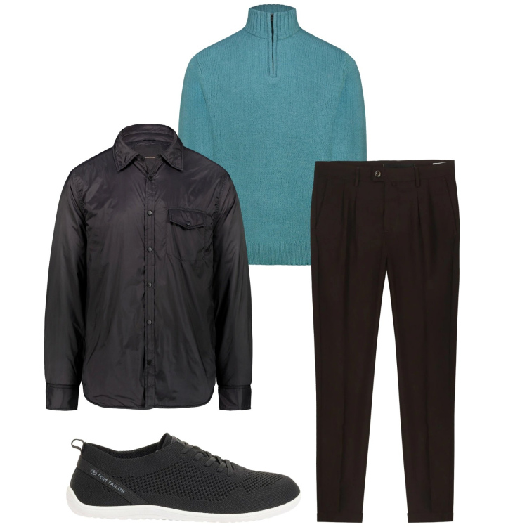 Outfit uomo - Total look #2372866. Stile Trendy per Tutti i giorni. Abbinamento con sneakers, giacche, maglieria, pantaloni.