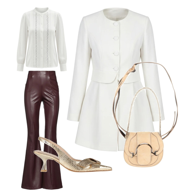 Outfit donna - Il pranzo di Pasqua. Stile Casual chic per Serata fuori. Abbinamento con marsupi, décolleté, pantaloni, cappotti, camicie.
