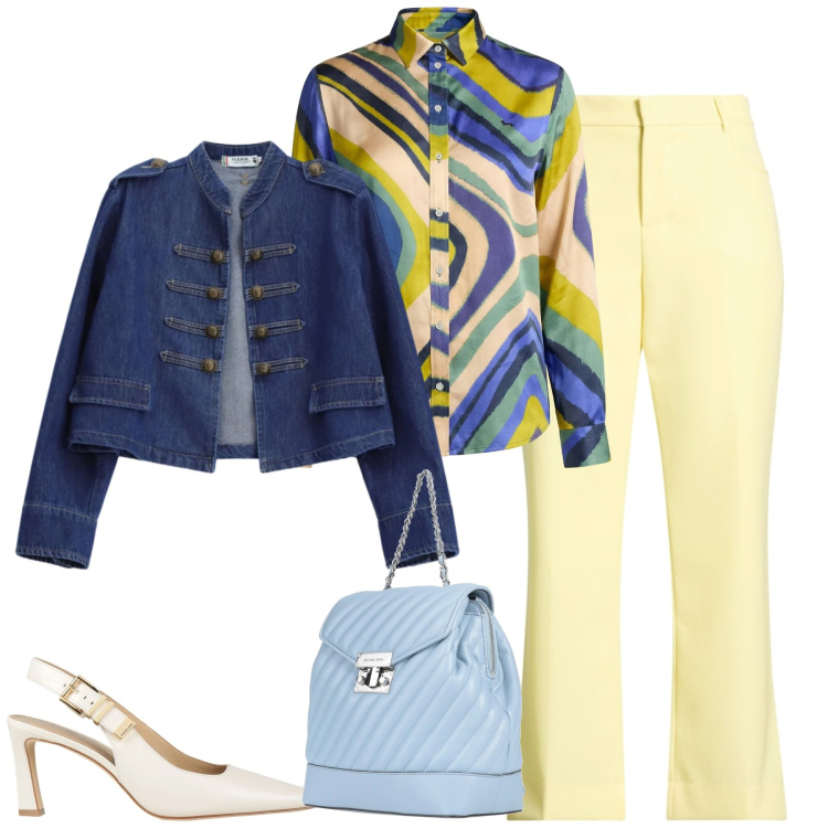 Outfit donna - Marzo. Stile Glamour per Tutti i giorni. Abbinamento con pantaloni, zaini, décolleté, camicie, blazer.