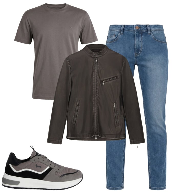 Outfit uomo - Total look #2372944. Stile Casual per Tutti i giorni. Abbinamento con jeans, sneakers, t-shirt, giacche.