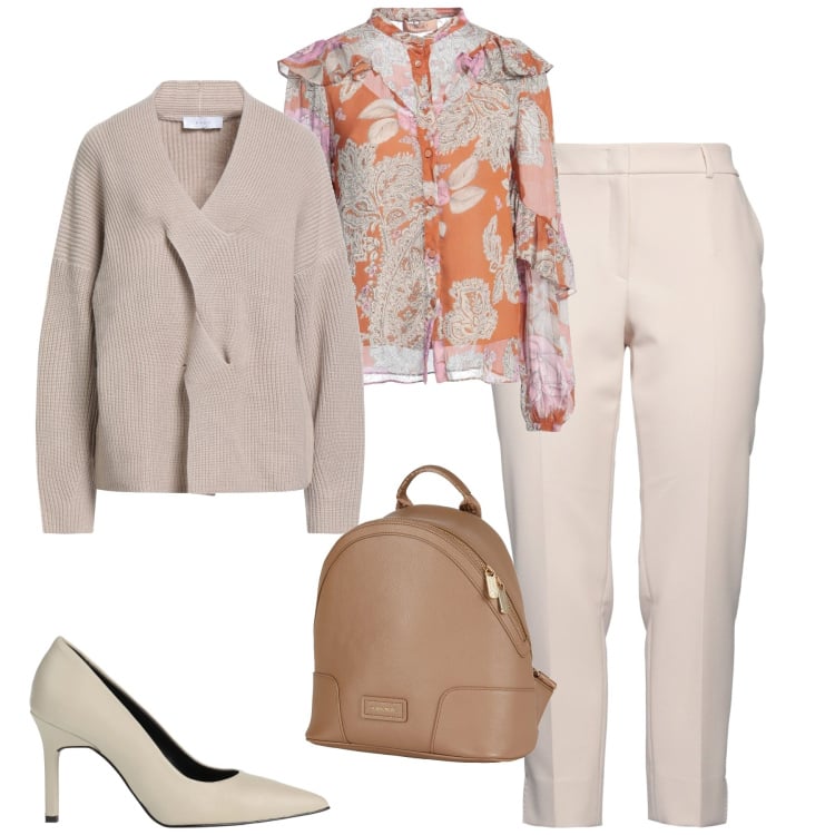 Outfit donna - City. Stile Urban per Tutti i giorni. Abbinamento con décolleté, zaini, pantaloni, pullovers, camicie.