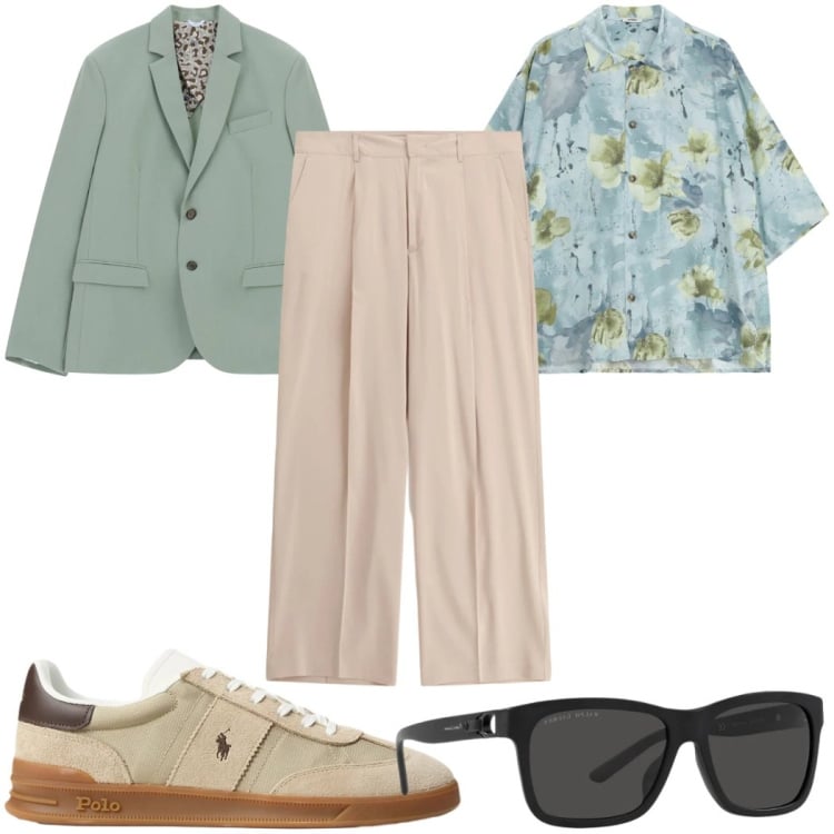 Outfit uomo - Imperial - The New Crew giorni di sole. Stile Trendy per Tutti i giorni. Abbinamento con giacche, pantaloni, camicie a manica corta, occhiali da sole, sneakers.