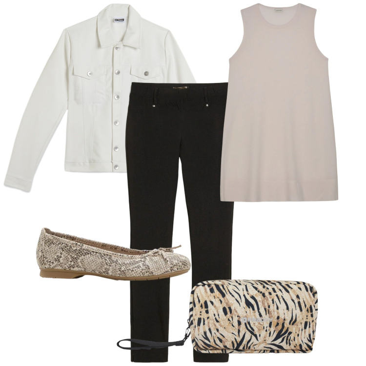 Outfit donna - Ballerine. Stile Bon Ton per Tutti i giorni. Abbinamento con pantaloni, ballerine, giacche, valigie, bluse.