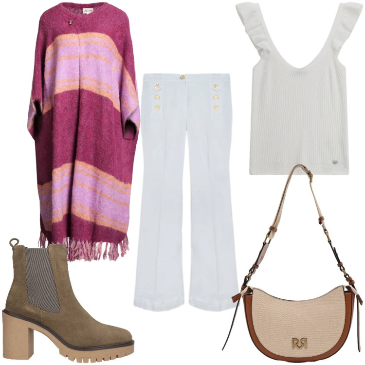 Outfit donna - Total look #2373029. Stile 70s per Tutti i giorni. Abbinamento con stivaletti chelsea, cappe, jeans, borse a tracolla, top.