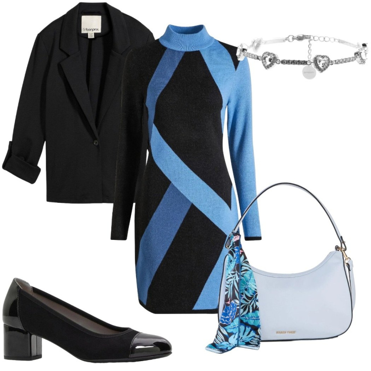 Outfit donna - Total look #2373039. Stile Trendy per Tutti i giorni. Abbinamento con blazer, décolleté, vestiti corti, borse a mano, braccialetti.