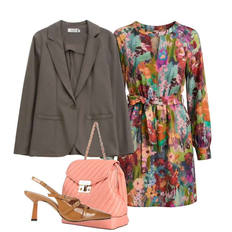 Outfit donna - Primavera addosso. Stile Bon Ton per Ufficio. Abbinamento con zaini, décolleté, blazer, vestiti corti.