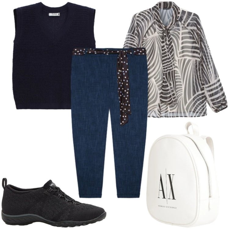 Outfit donna - Total look #2373049. Stile Casual per Tutti i giorni. Abbinamento con zaini, sneakers, bluse, jeans, top.