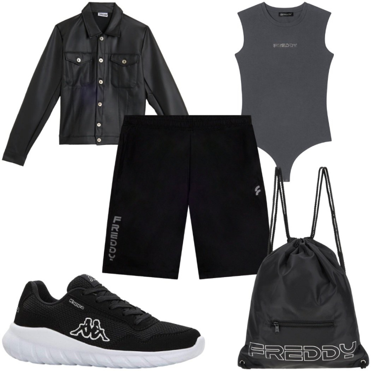 Outfit donna - Total look #2373063. Stile Basic per Tutti i giorni. Abbinamento con sneakers, zaini, body, giacche, bermuda.
