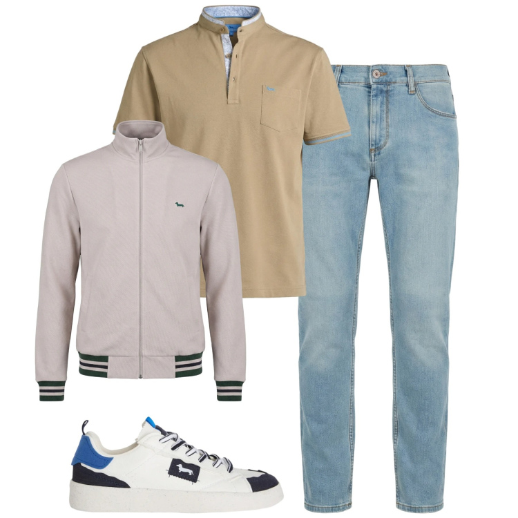 Outfit uomo - Total look #2373075. Stile Casual per Tutti i giorni. Abbinamento con jeans slim fit, sneakers, felpe, polo.