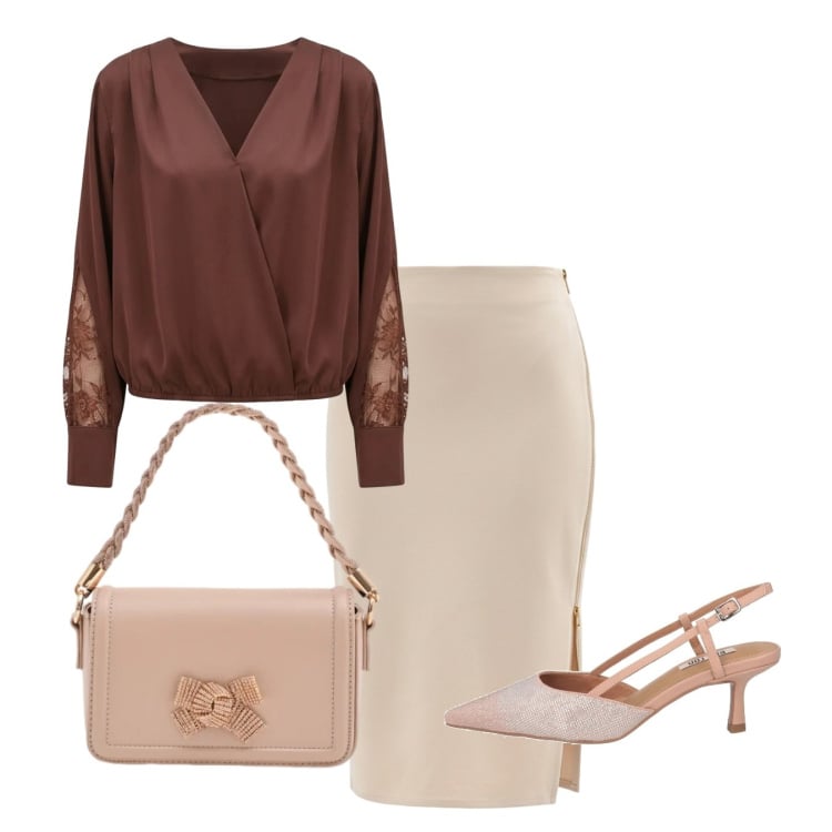 Outfit donna - Cerimonia. Stile Chic per Cerimonia. Abbinamento con décolleté, bluse, gonne longuette, pochette.