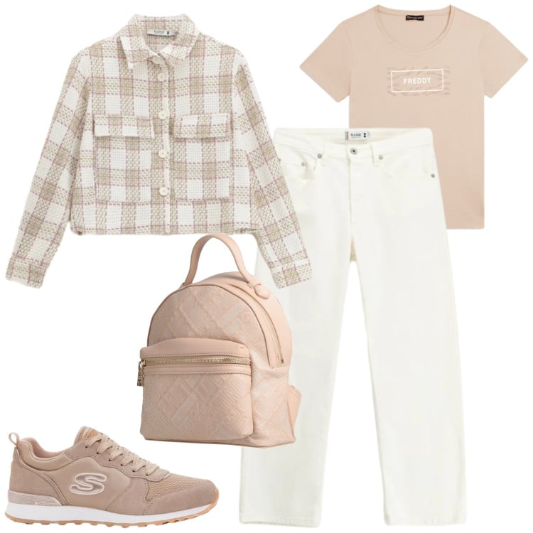 Outfit donna - Total look #2373121. Stile Casual per Tutti i giorni. Abbinamento con zaini, sneakers, cappotti, pantaloni, t-shirt.
