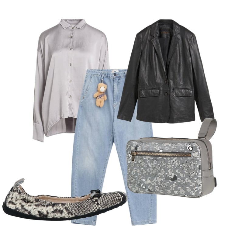 Outfit donna - Grey. Stile Casual chic per Tutti i giorni. Abbinamento con marsupi, camicie, ballerine, blazer, jeans.
