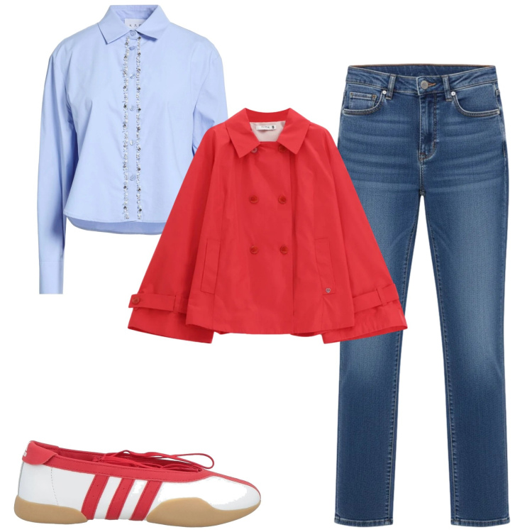 Outfit donna - City. Stile Casual chic per Tutti i giorni. Abbinamento con camicie, ballerine, giacche, jeans.
