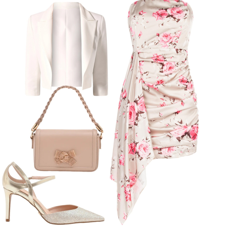 Outfit donna - Rinascimento. Stile Chic per Cerimonia. Abbinamento con vestiti corti, blazer, pochette, décolleté.