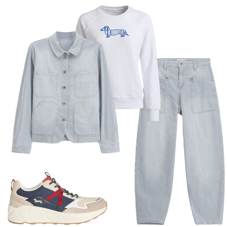 Outfit donna - Total look #2373192. Stile Casual per Tutti i giorni. Abbinamento con jeans, blazer, felpe, sneakers.