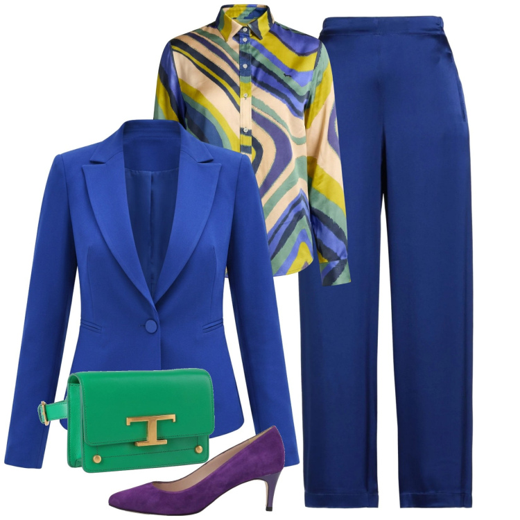 Outfit donna - Total look #2373194. Stile Glamour per Cerimonia. Abbinamento con décolleté, pantaloni, marsupi, camicie, blazer.