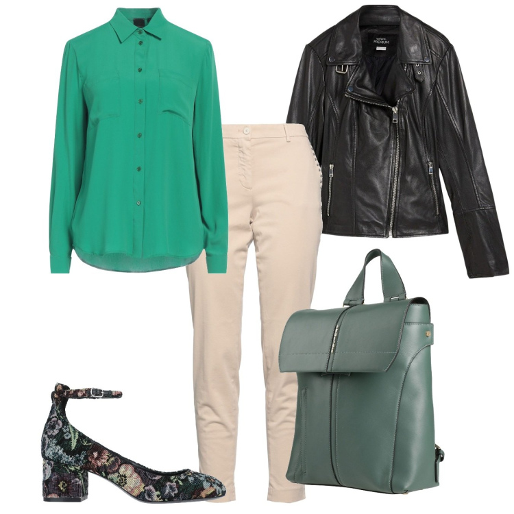 Outfit donna - Easy day. Stile Bon Ton per Ufficio. Abbinamento con pantaloni, camicie, décolleté, zaini, blazer.