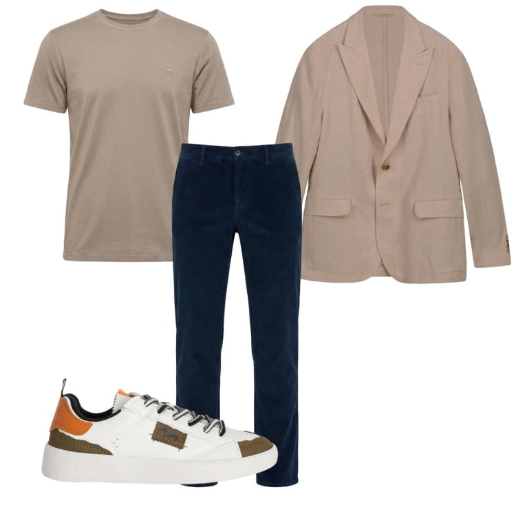 Outfit uomo - Spazio beige. Stile Casual per Tutti i giorni. Abbinamento con sneakers, pantaloni chino, t-shirt, giacche.