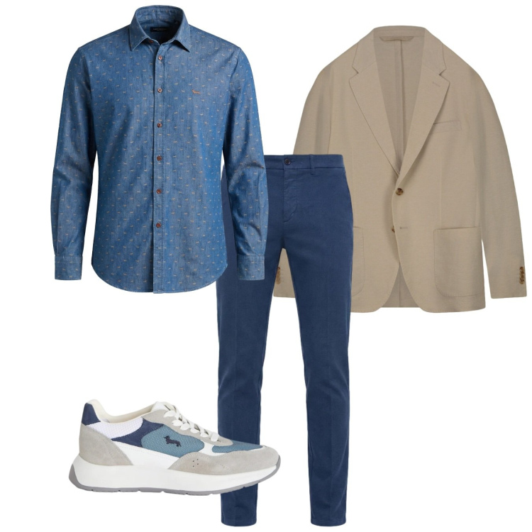 Outfit uomo - In giacca. Stile Casual per Tutti i giorni. Abbinamento con sneakers, camicie, pantaloni chino, giacche.