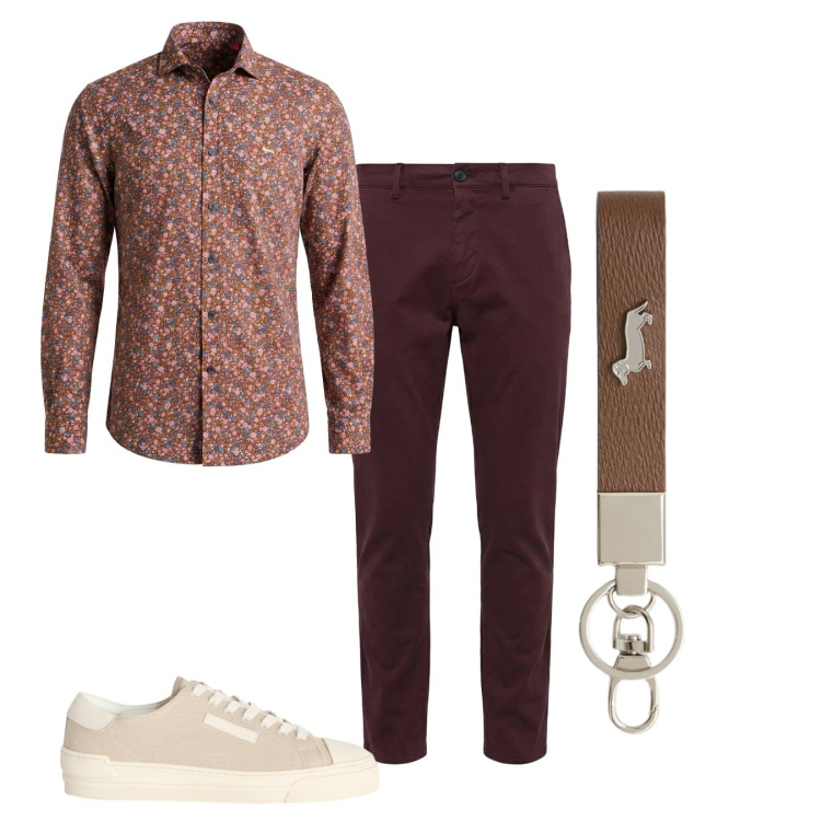 Outfit uomo - Libero. Stile Casual per Tutti i giorni. Abbinamento con portachiavi, sneakers, pantaloni chino, camicie.