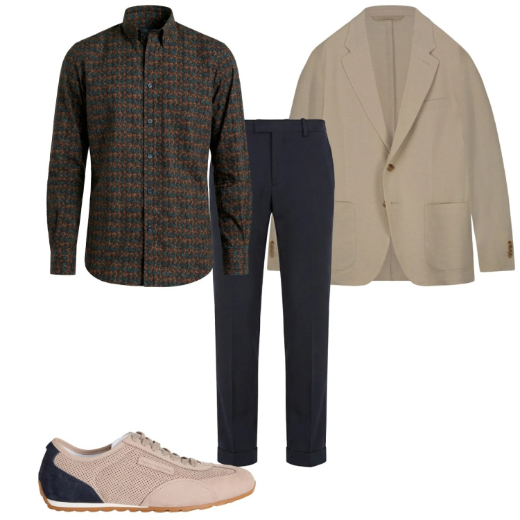 Outfit uomo - In tiro. Stile Casual per Serata speciale. Abbinamento con sneakers, pantaloni chino, camicie, giacche.