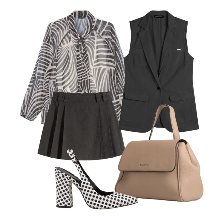 Outfit donna - Marzo. Stile Glamour per Tutti i giorni. Abbinamento con décolleté, zaini, gonne, bluse, gilet.
