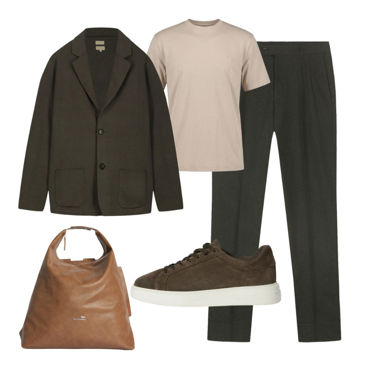 Outfit uomo - Il cardigan. Stile Urban per Tutti i giorni. Abbinamento con t-shirt, sneakers, borse sportive, cardigans, pantaloni.