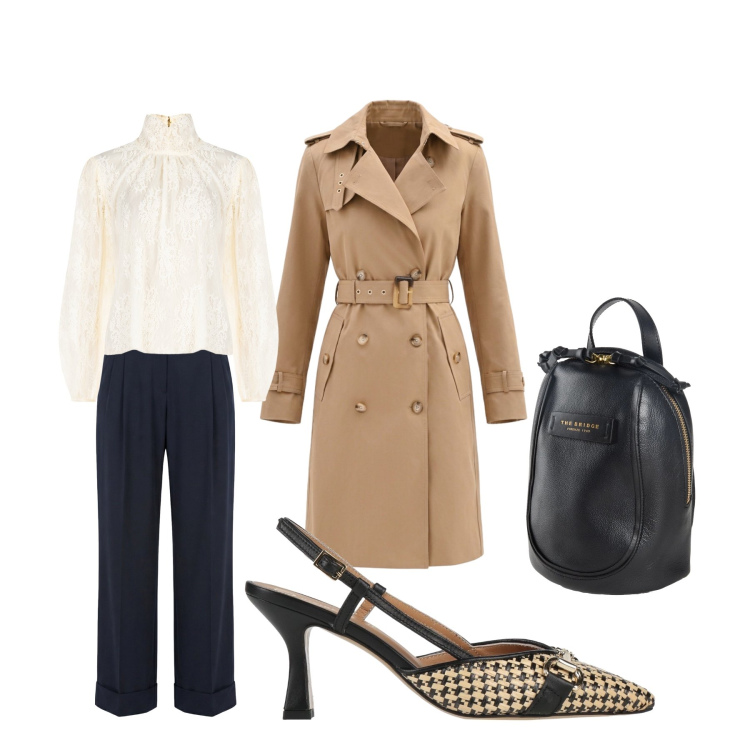 Outfit donna - Scarpe a tono. Stile Casual chic per Serata fuori. Abbinamento con zaini, décolleté, pantaloni, bluse, trench.