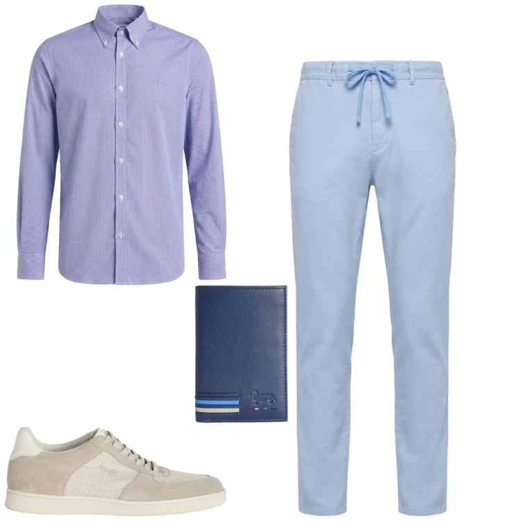 Outfit uomo - City. Stile Urban per Tutti i giorni. Abbinamento con portafogli, sneakers, camicie, pantaloni.