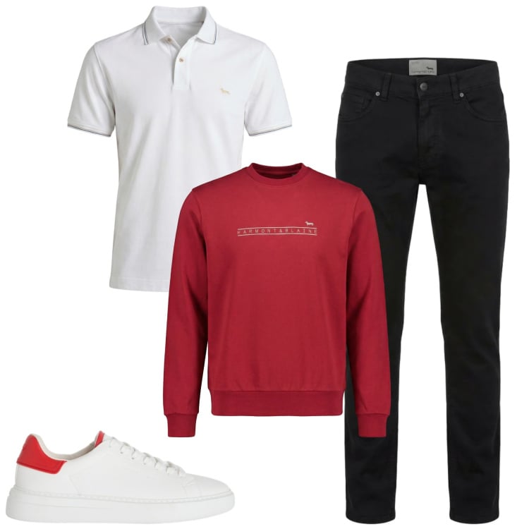 Outfit uomo - Total look #2373353. Stile Casual per Tutti i giorni. Abbinamento con felpe, sneakers, pantaloni, polo.