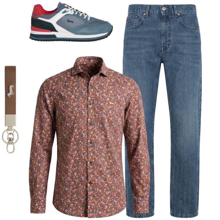 Outfit uomo - Total look #2373356. Stile Urban per Tutti i giorni. Abbinamento con portachiavi, sneakers, jeans, camicie.