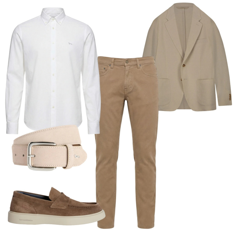Outfit uomo - Chiaro e forte. Stile Casual per Tutti i giorni. Abbinamento con cinture, camicie, scarpe stringate, pantaloni, giacche.