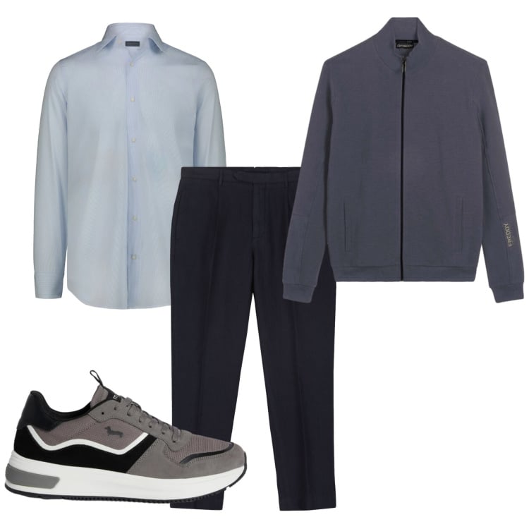 Outfit uomo - Toni grigi. Stile Casual per Tutti i giorni. Abbinamento con sneakers, felpe, camicie, pantaloni.