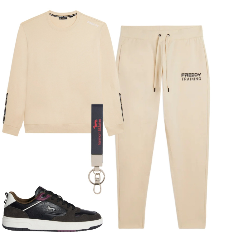 Outfit uomo - Total look #2373384. Stile Casual per Tutti i giorni. Abbinamento con portachiavi, sneakers, felpe, pantaloni.