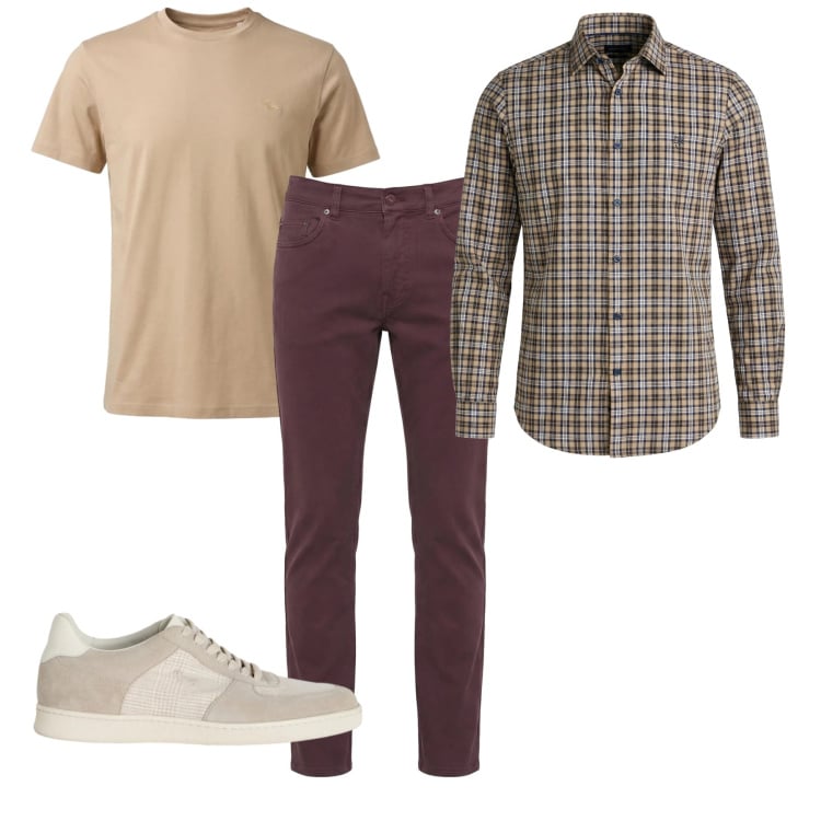 Outfit uomo - Weekend. Stile Casual per Tutti i giorni. Abbinamento con t-shirt, sneakers, camicie, pantaloni.