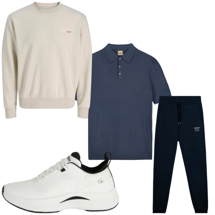 Outfit uomo - Tempo libero. Stile Trendy per Tutti i giorni. Abbinamento con felpe, sneakers, pantaloni, polo.