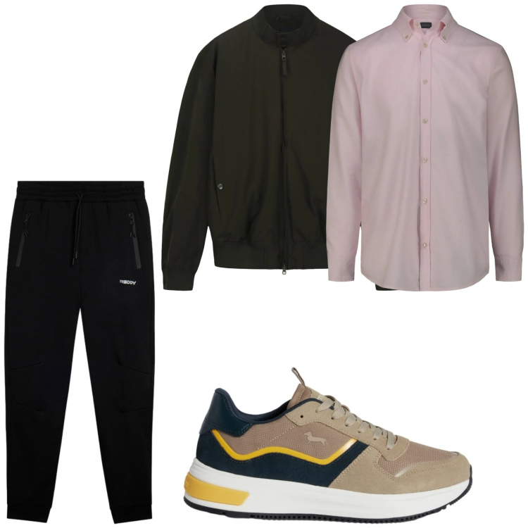 Outfit uomo - Tempo libero. Stile Casual per Tutti i giorni. Abbinamento con sneakers, pantaloni, camicie, bomber.