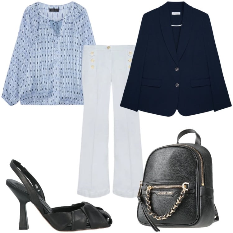 Outfit donna - Total look #2373566. Stile 70s per Tutti i giorni. Abbinamento con zaini, décolleté, bluse, blazer, jeans.