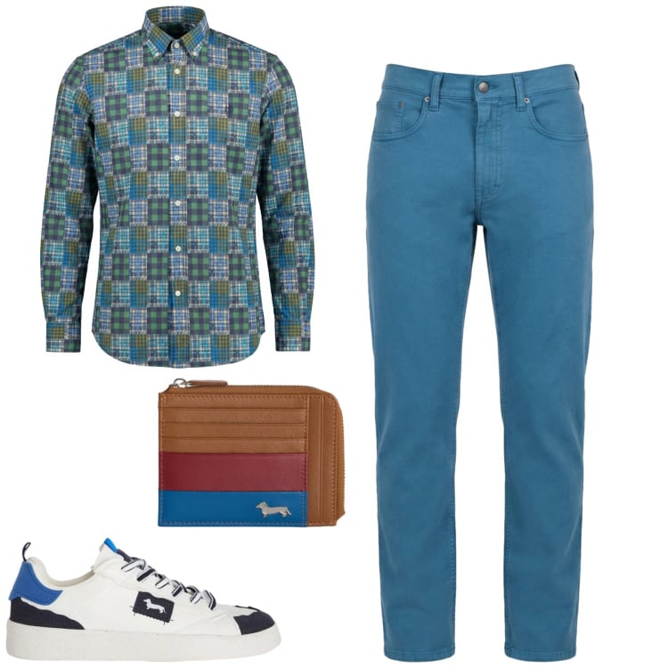 Outfit uomo - City. Stile Urban per Tutti i giorni. Abbinamento con portamonete, sneakers, pantaloni, camicie.