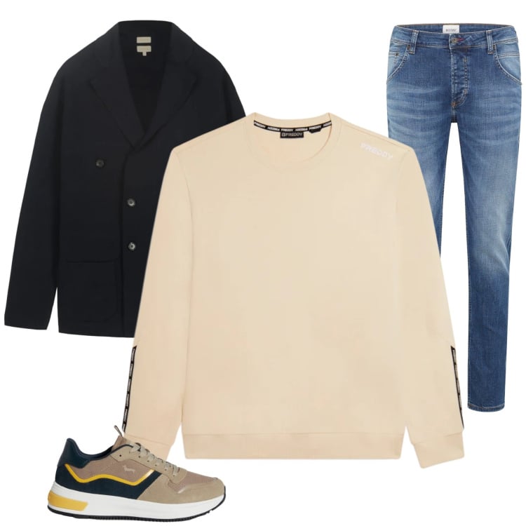 Outfit uomo - Total look #2373600. Stile Urban per Tutti i giorni. Abbinamento con jeans dritti, sneakers, felpe, cardigans.
