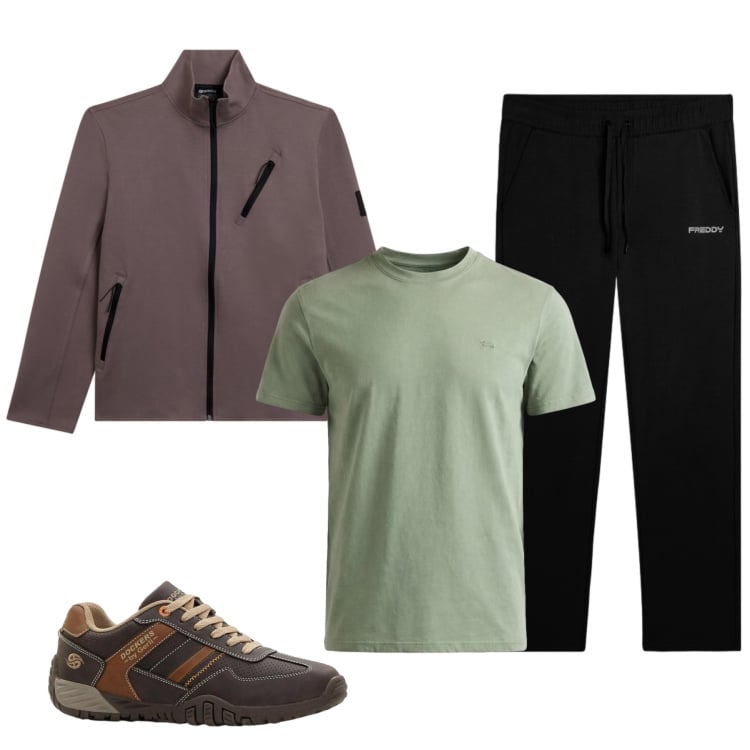 Outfit uomo - Total look #2373605. Stile Urban per Tutti i giorni. Abbinamento con sneakers, t-shirt, pantaloni sportivi, felpe.