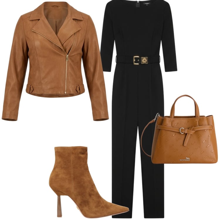 Outfit donna - Casual chic. Stile Casual chic per Serata fuori. Abbinamento con stivaletti, giacche, tute, borse a mano.