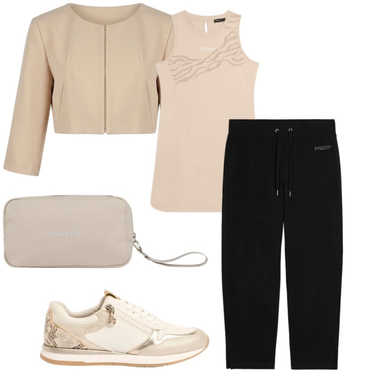Outfit donna - Total look #2373634. Stile Basic per Tutti i giorni. Abbinamento con sneakers, bolero, valigie, vestiti corti, pantaloni.