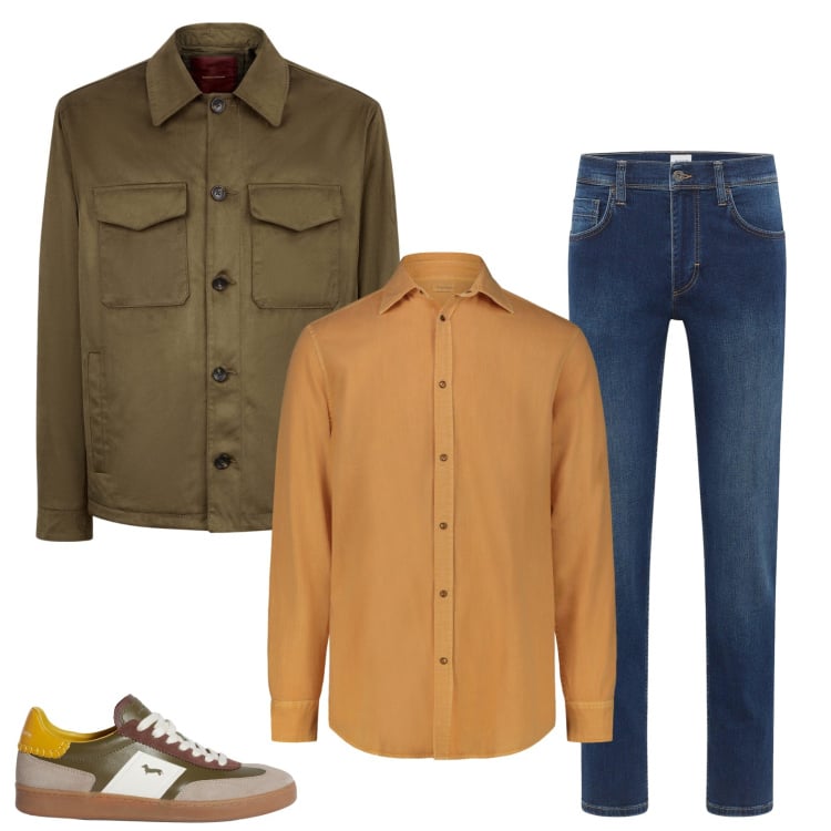 Outfit uomo - Total look #2373639. Stile Urban per Tutti i giorni. Abbinamento con jeans dritti, sneakers, giacche, camicie.