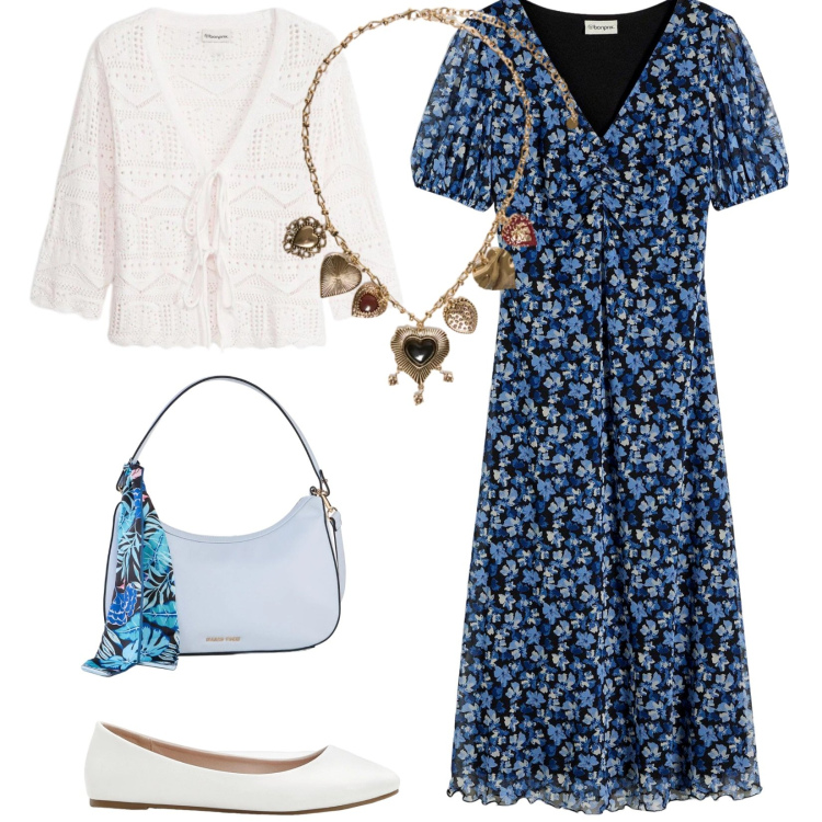 Outfit donna - Total look #2373648. Stile Vintage retrò per Tutti i giorni. Abbinamento con vestiti midi/longuette, ballerine, cardigans, borse a mano, collane.